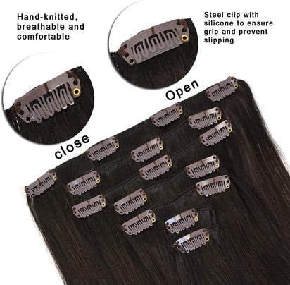 Clip-ins (50cm) 7 pieces / Mörkbrun