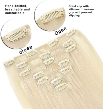 Clip-ins (50cm) 7 pieces / Platinablond